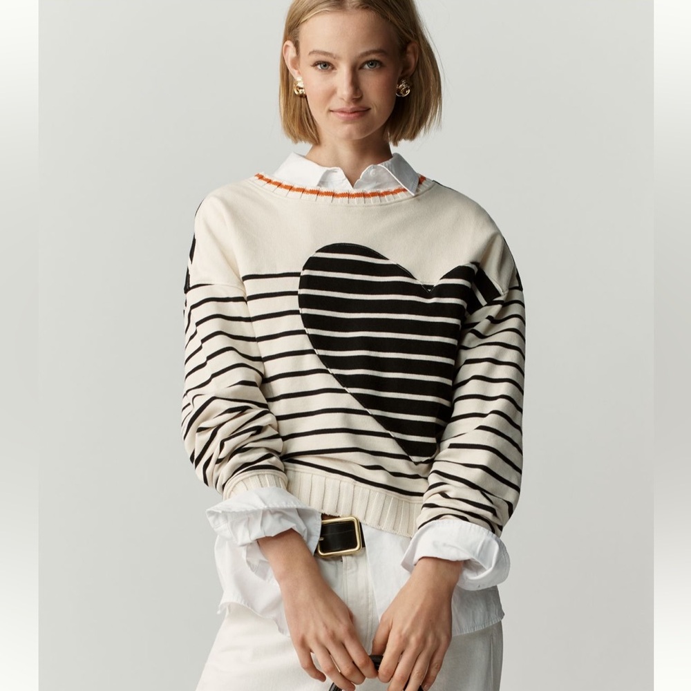Anthropologie Maeve striped crop sweatshirt